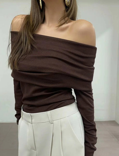 Off-Shoulder Knit Sweater Top