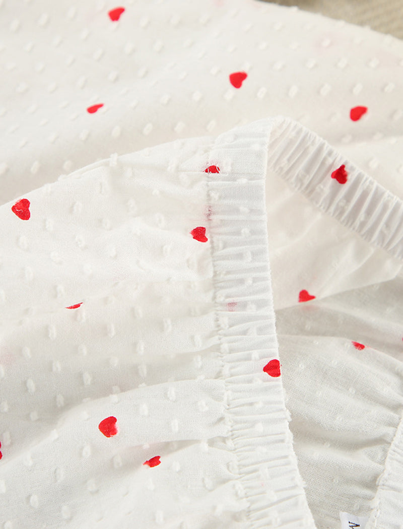 Heart Print Long Sleeve Pajama Set