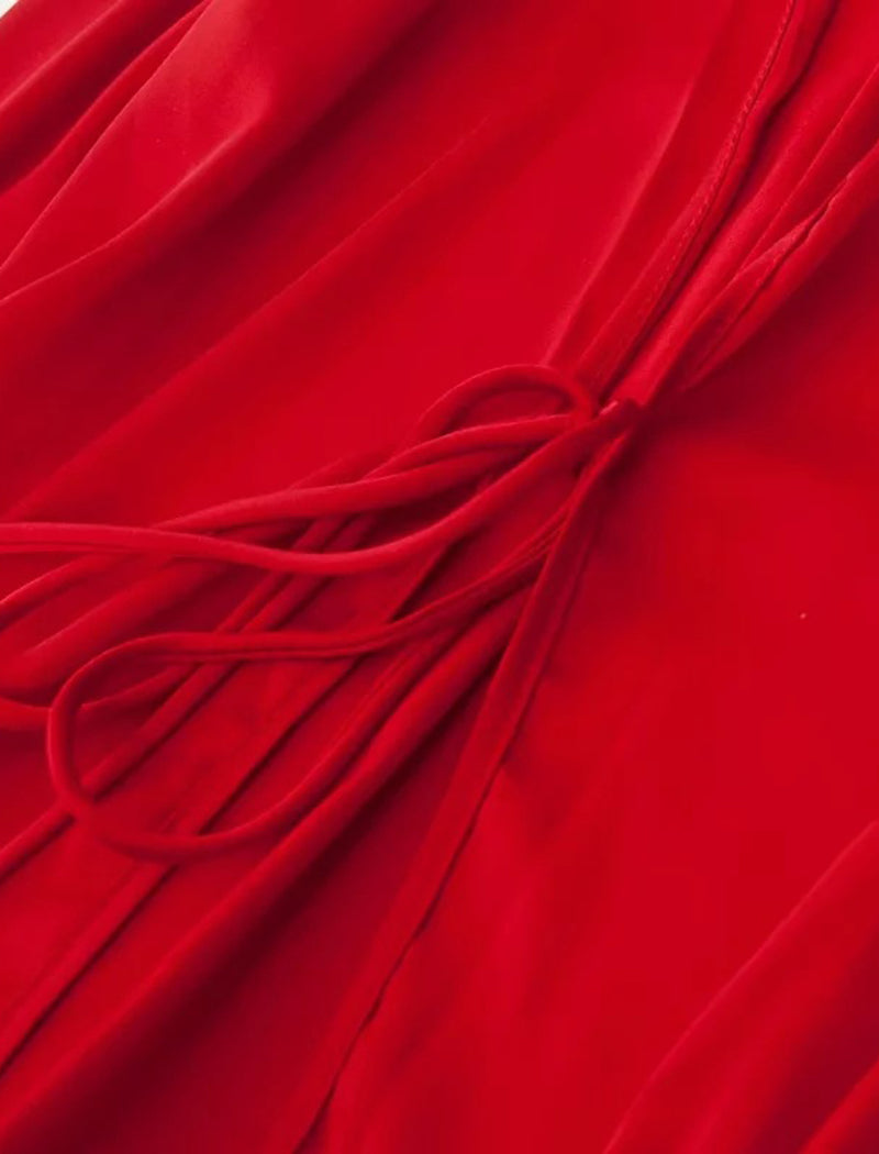 Front-Tie V-Neck Blouse