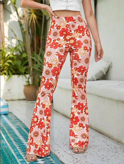 Floral Print Flared Pants
