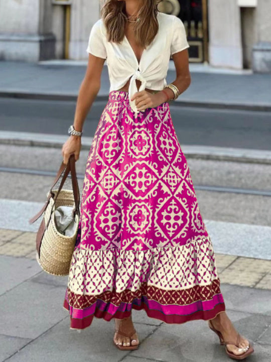 Bohemian Print Maxi Skirt