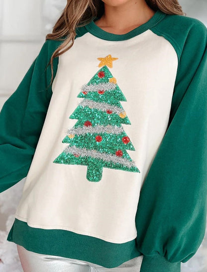 Christmas Tree Raglan Sleeve Top