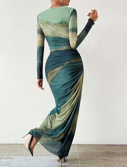 Ruched Tye Dye Maxi Dress