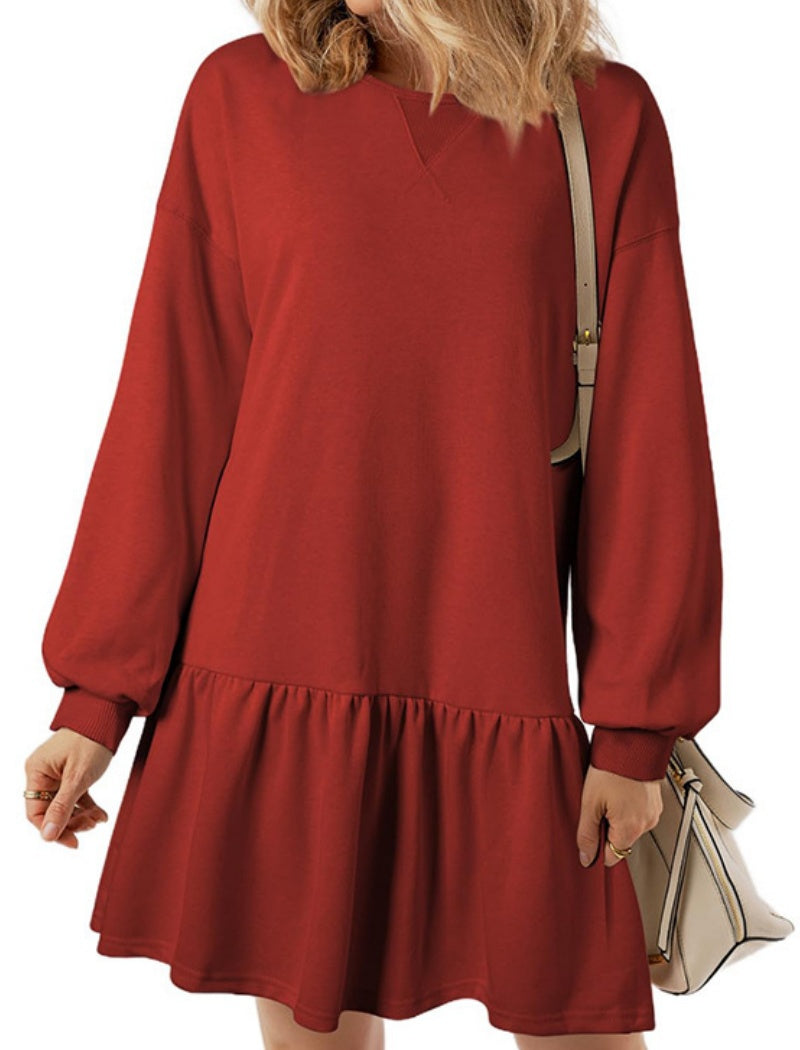 Drop Waist Long-Sleeve Casual Dress