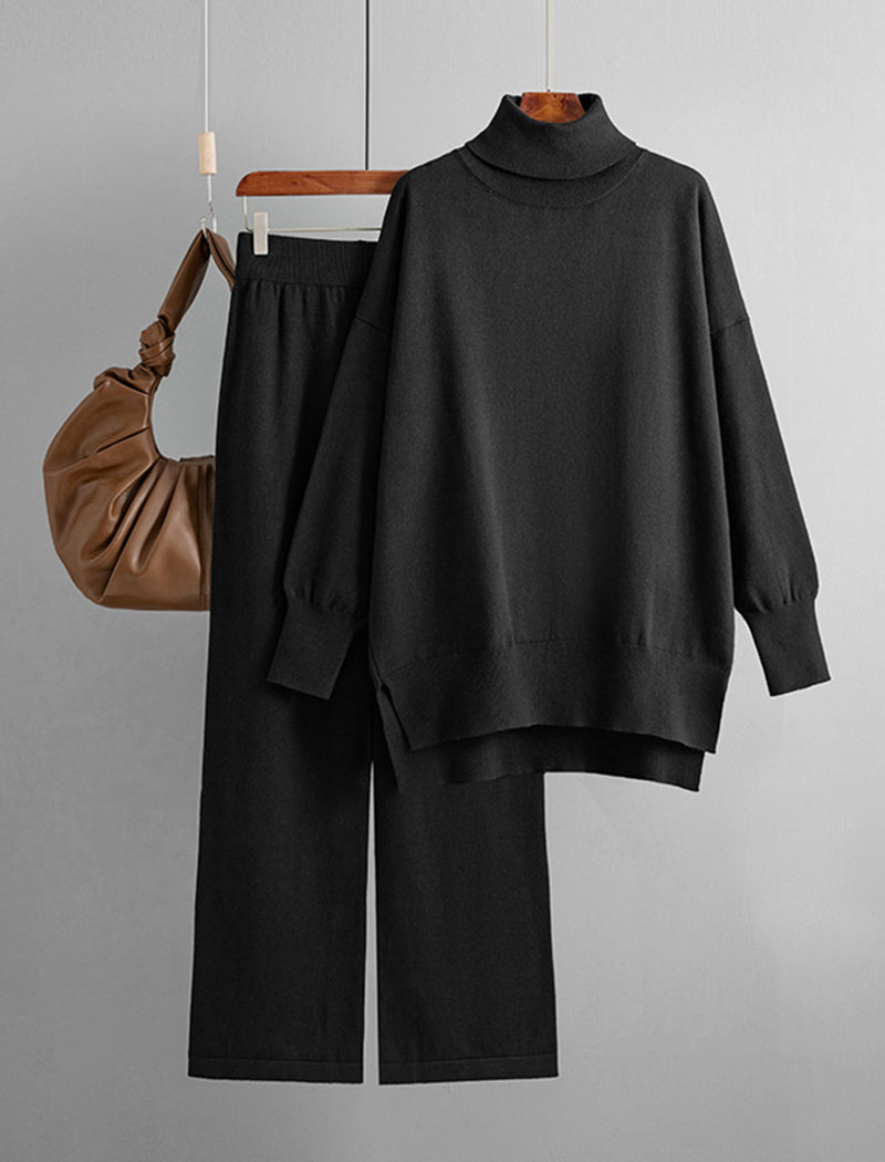 Oversized Turtleneck Sweater and Wide-Leg Pants Set