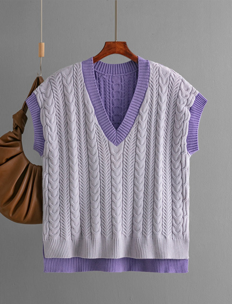 Cable Knit V-Neck Vest