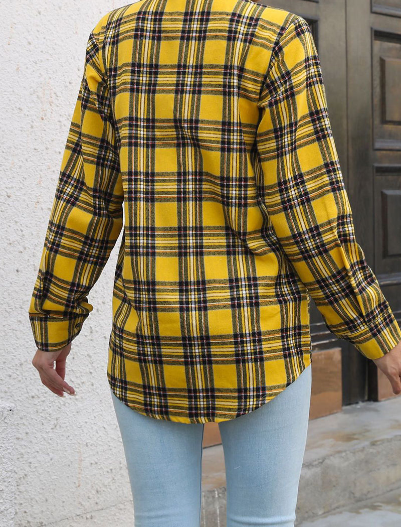 Plaid Longline Shirt with Button Details