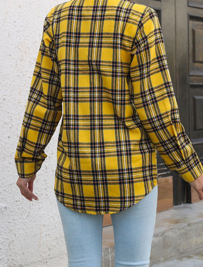 Plaid Longline Shirt with Button Details