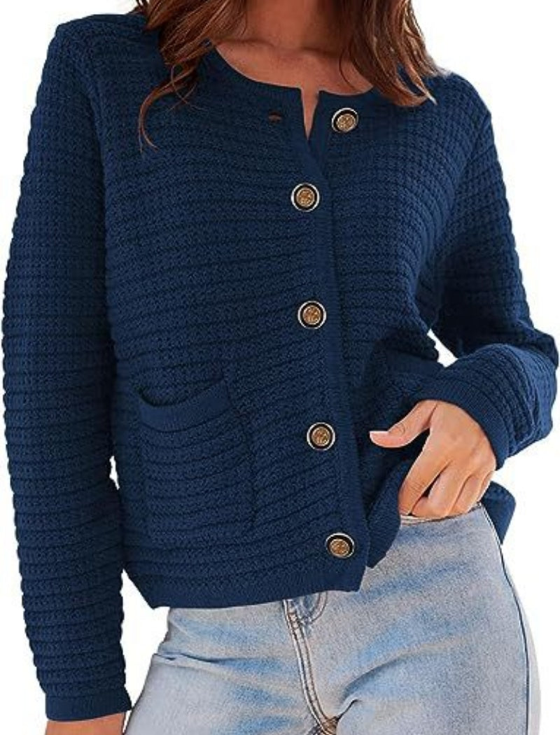 Textured Button-Front Cardigan