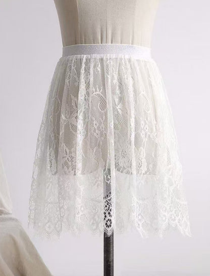 Sheer Lace Overlay Mini Skirt