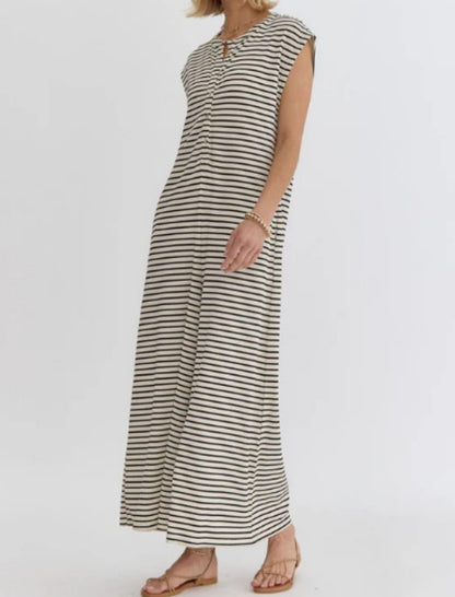Striped Sleeveless Wide-Leg Jumpsuit