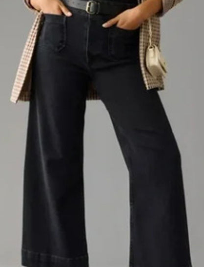 High-Waisted Wide-Leg Jeans with Patch Pockets