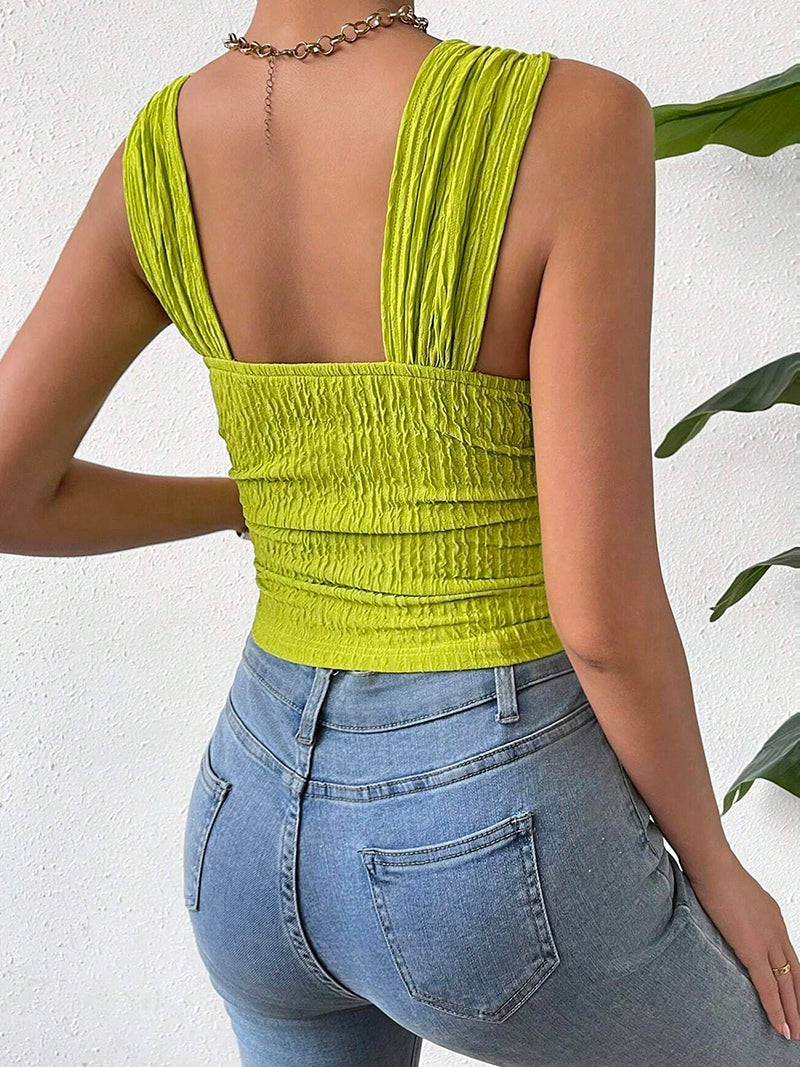 Ruched Square Neck Crop Top