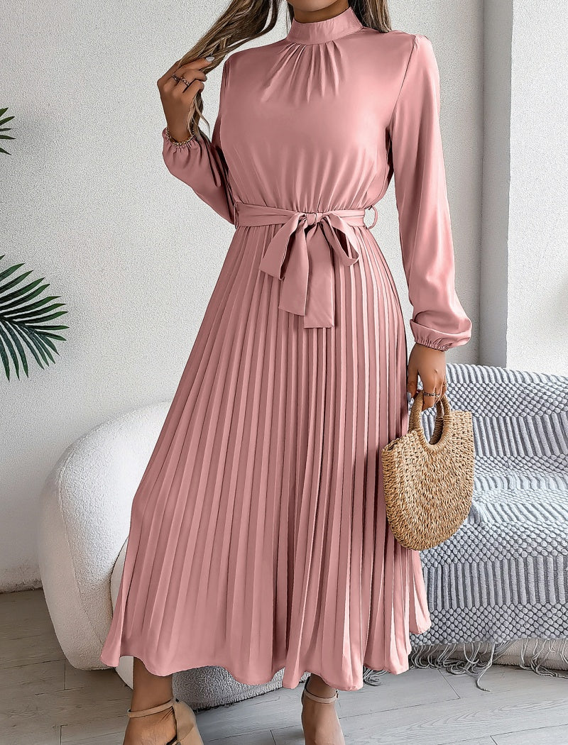 Pleated Dress with Tie Waist