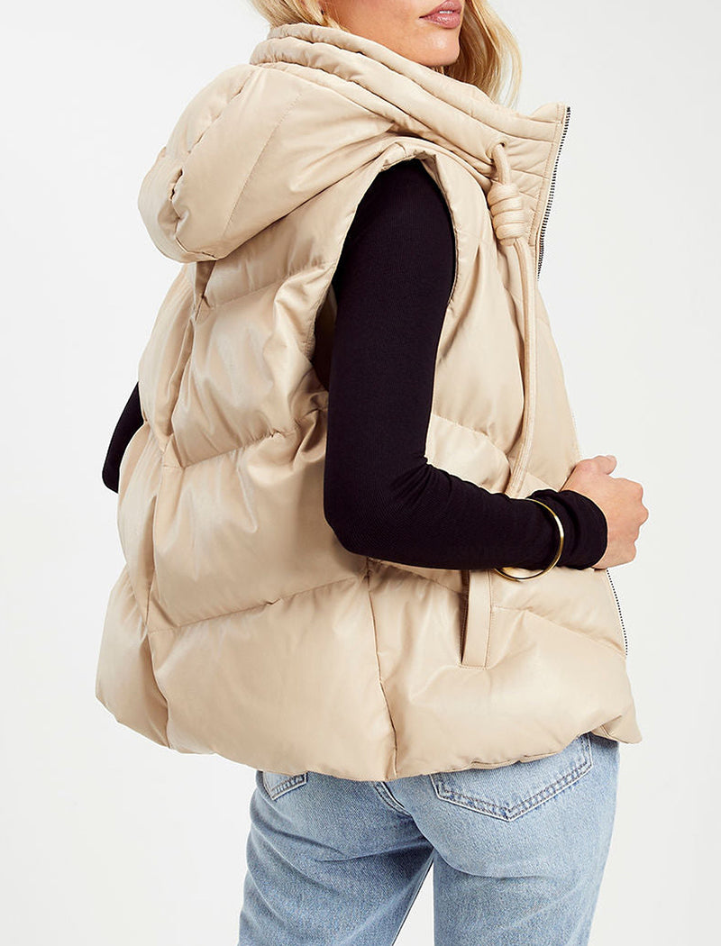 Sleeveless Puffer Vest with High Collar