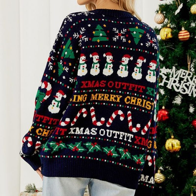 Christmas Print Oversized Holiday Sweater