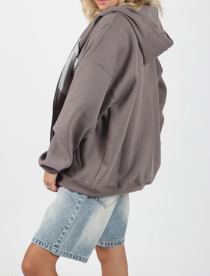 Zip-Up Hoodie with Star Applique