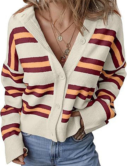 Striped Button-Up Cardigan