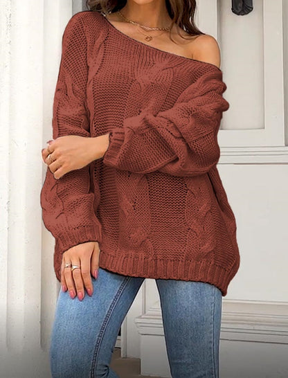 Off-Shoulder Knit Oversized Sweater