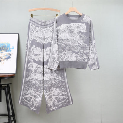 Printed Sweater and Pants Set