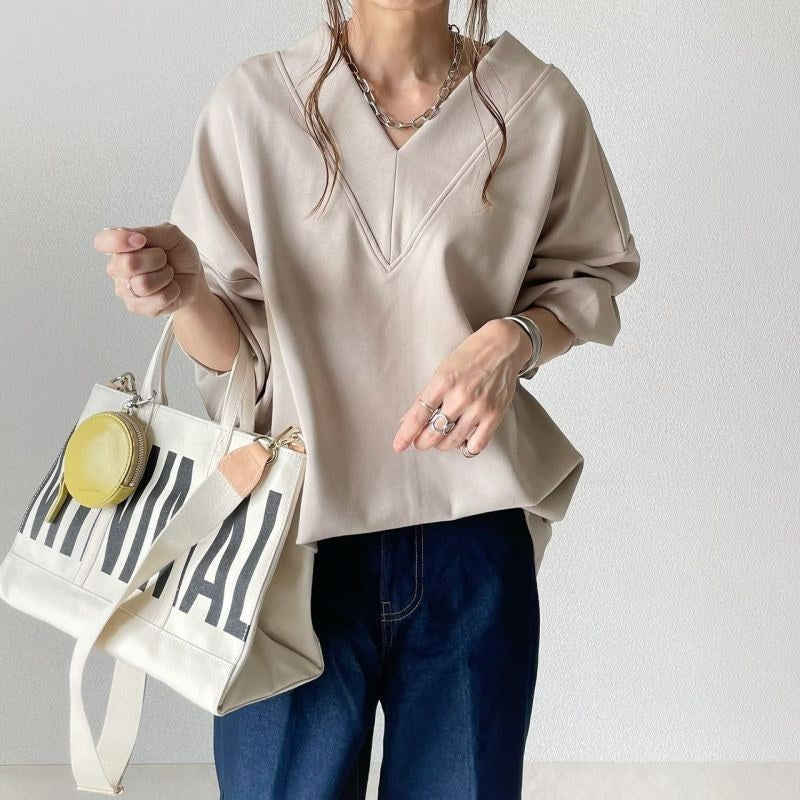 Oversized V-Neck Casual Pullover