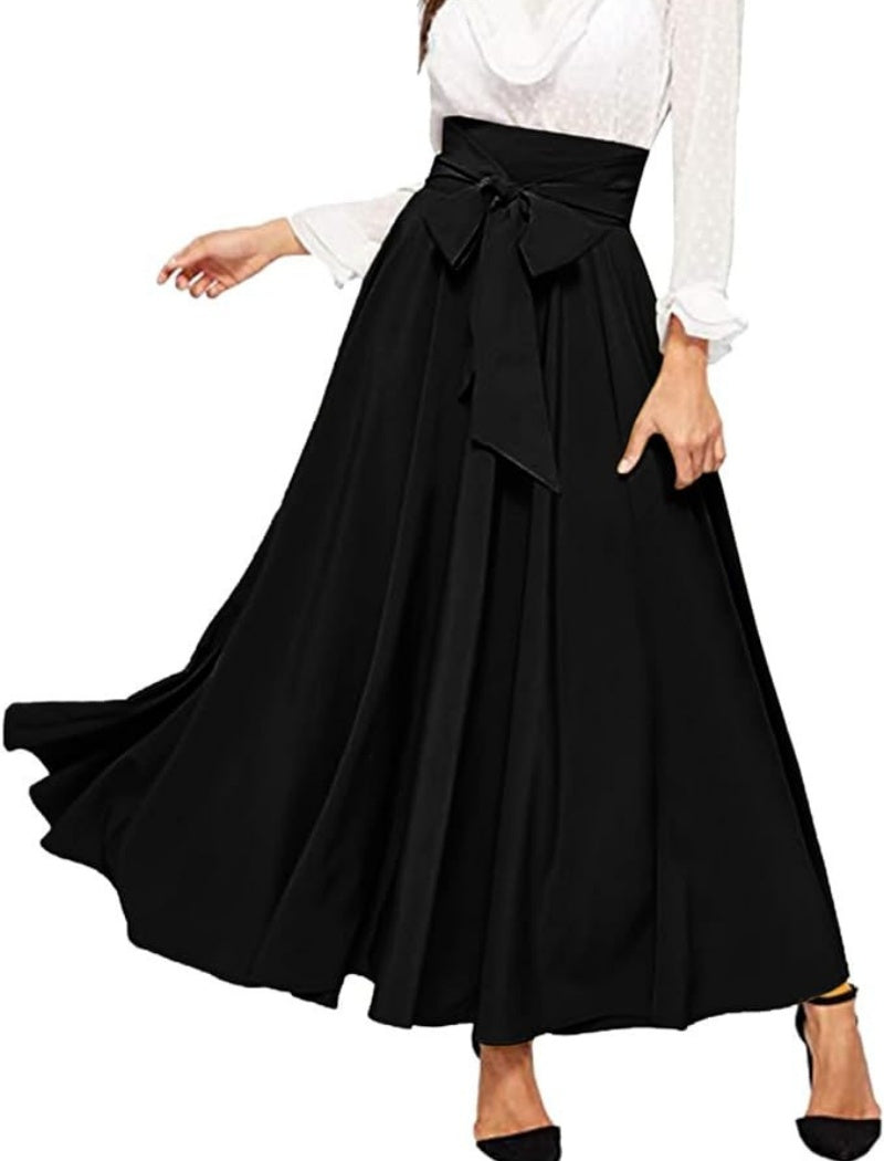 High-Waisted Tied A-Line Maxi Skirt