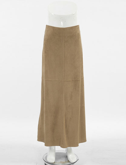 Midi Skirt with Soft Suede Texture