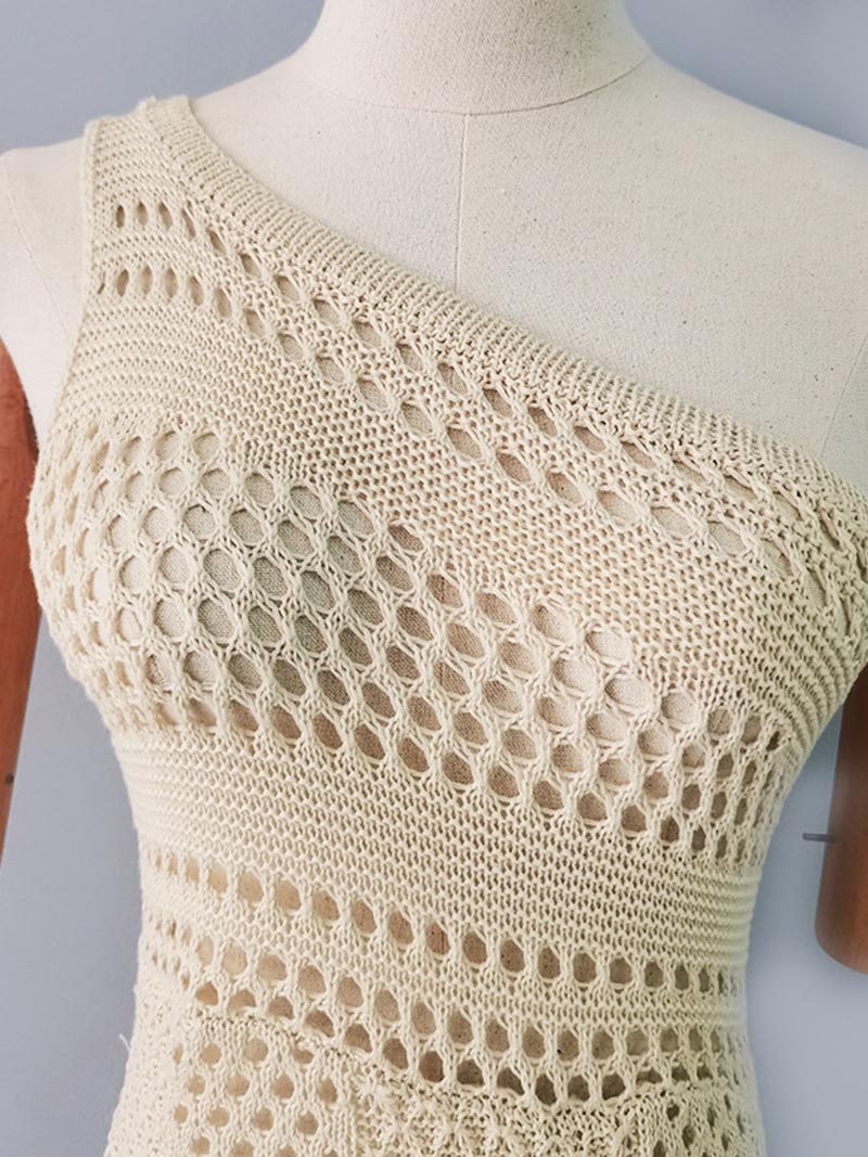 One-Shoulder Crochet Mini Dress