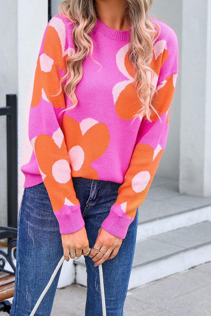 Floral Print Crewneck Sweater