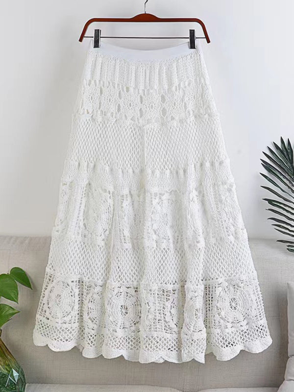 Crochet Eyelet Midi Skirt