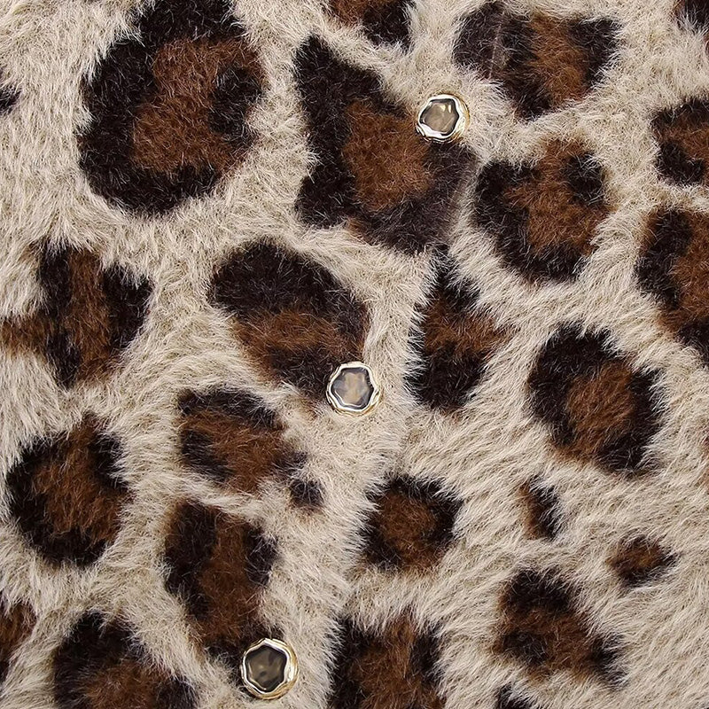 Button-Up Leopard Print Cardigan