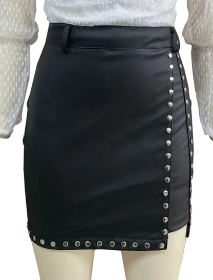 Faux Leather Studded Mini Skirt