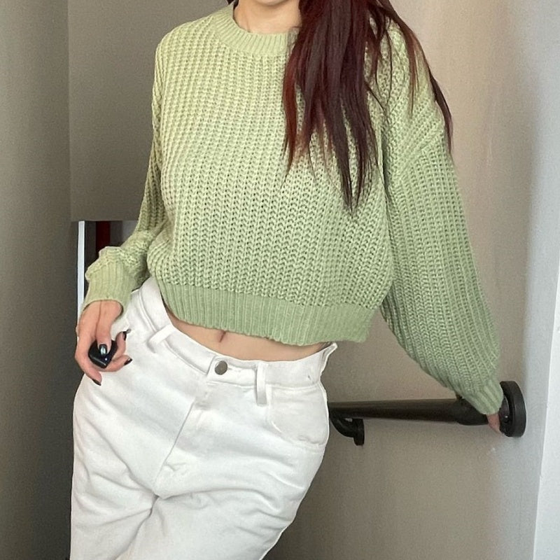 Waffle Knit Long-Sleeve Sweater