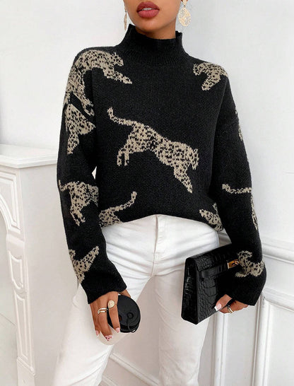 Leopard Pattern Knit Sweater