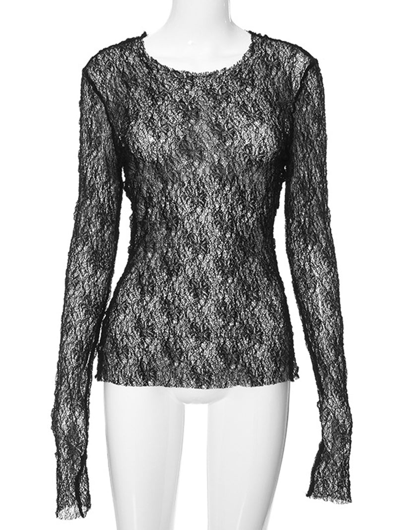 Sheer Lace Long Sleeve Top