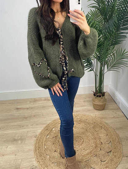 Loose Long-Sleeve Knit Cardigan