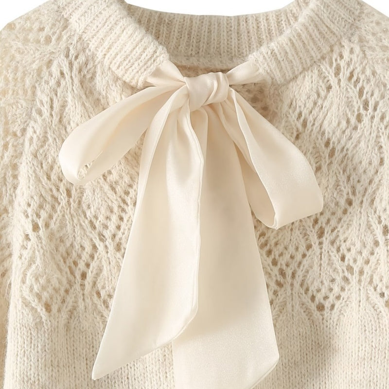 Knit Sweater with Bow Accent