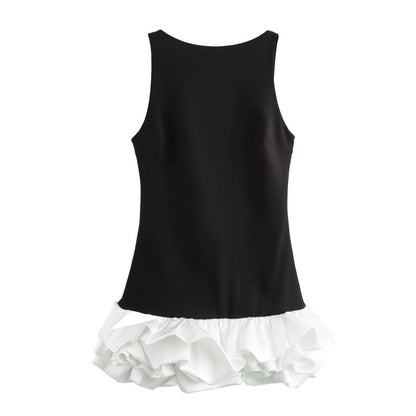 Ruffled Hem Sleeveless Mini Dress