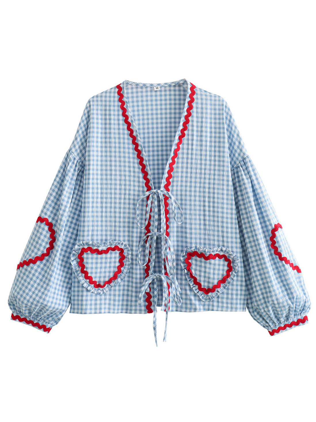 Gingham Heart Pocket Cardigan