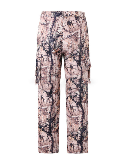 Camouflage Cargo Pants with Drawstring Waist