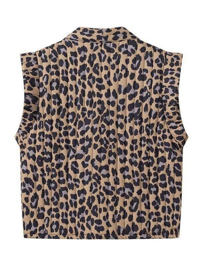 Leopard Print Sleeveless Vest