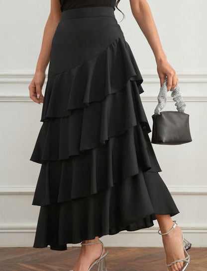 Tiered Ruffle Maxi Skirt