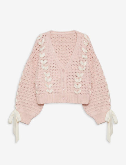 V-neck Tie-front Knit Cardigan