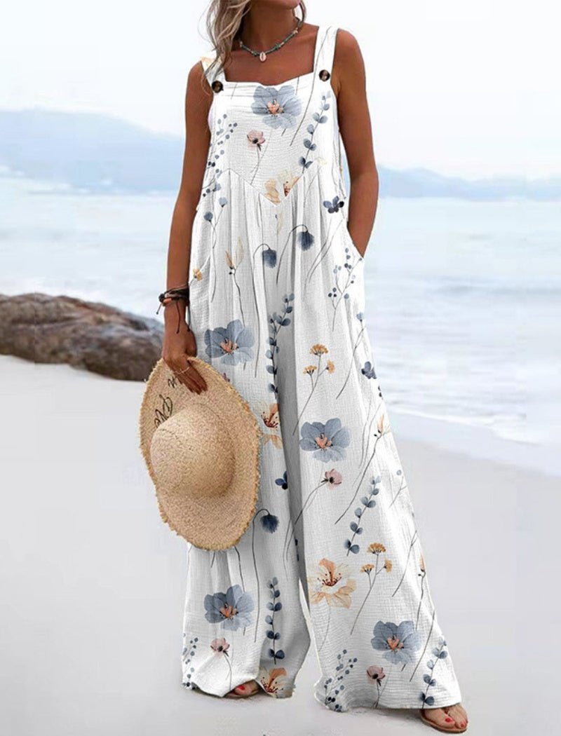 Floral Print Wide-Leg Jumpsuit