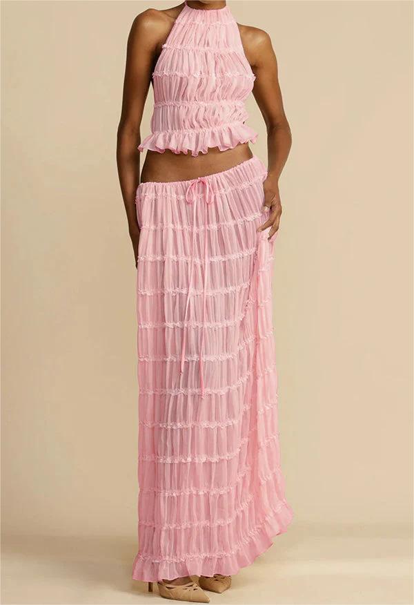 Ruffle Crop Top and Skirt Set