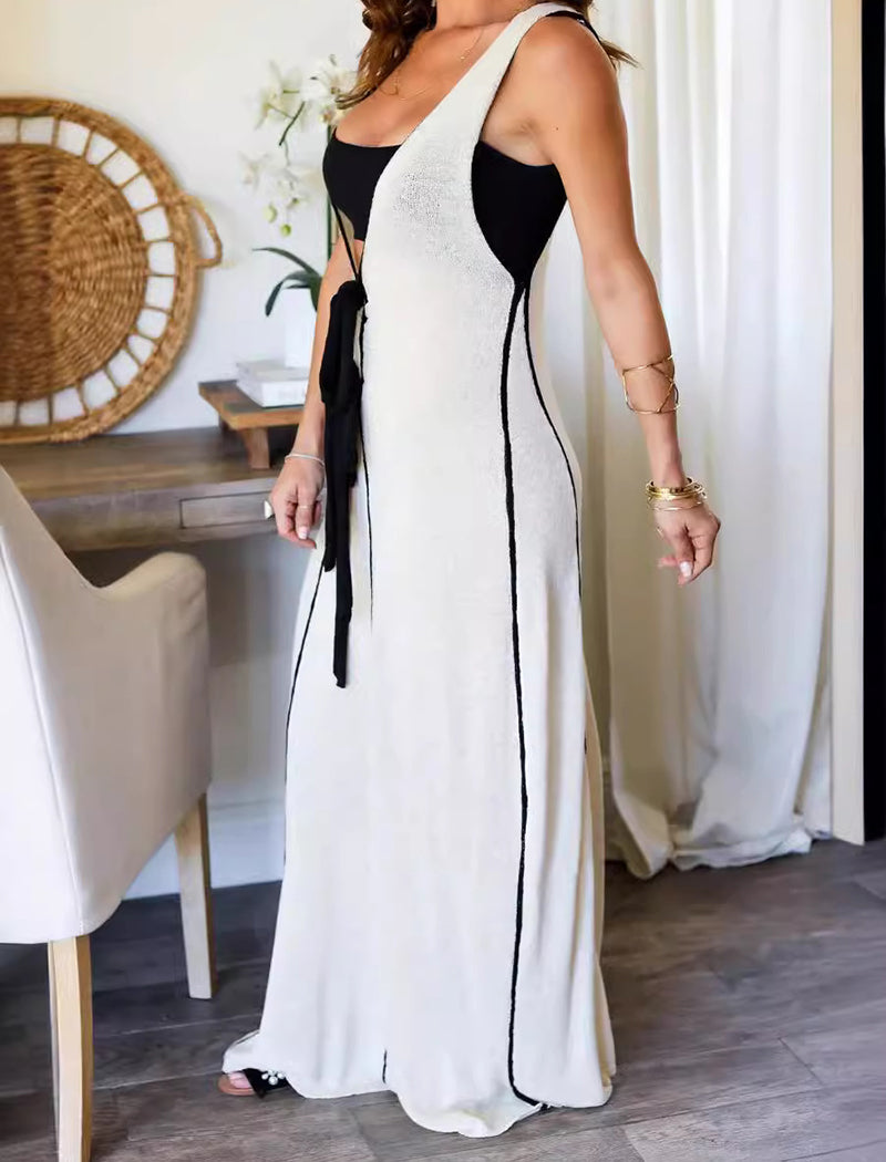 Tie-Front Sleeveless Maxi Dress