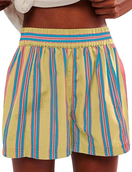 Striped High-Waist Casual Shorts