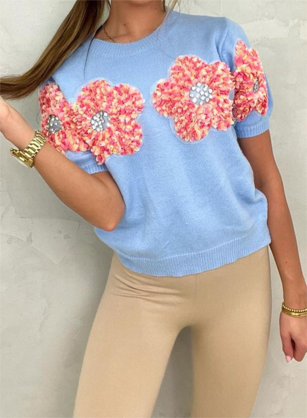 Floral Applique Knit Top