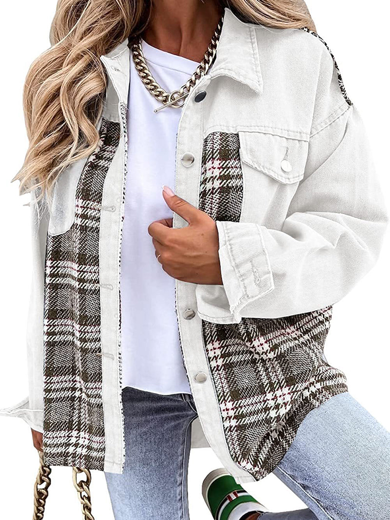 Denim Plaid Patchwork Jacket