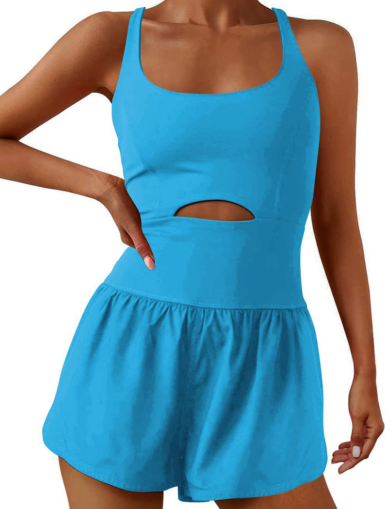 Cutout Cross-Back Vest Romper